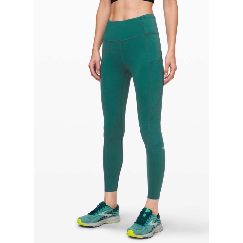 Lululemon Fast and Free Tight Teal Laguna 25" Non-Reflective Nulux 4 Gym Workout